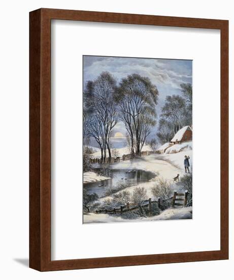 Currier & Ives: Winter Moonlight-Currier & Ives-Framed Premium Giclee Print