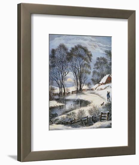 Currier & Ives: Winter Moonlight-Currier & Ives-Framed Premium Giclee Print