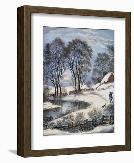 Currier & Ives: Winter Moonlight-Currier & Ives-Framed Premium Giclee Print