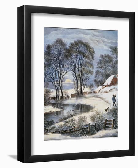 Currier & Ives: Winter Moonlight-Currier & Ives-Framed Premium Giclee Print