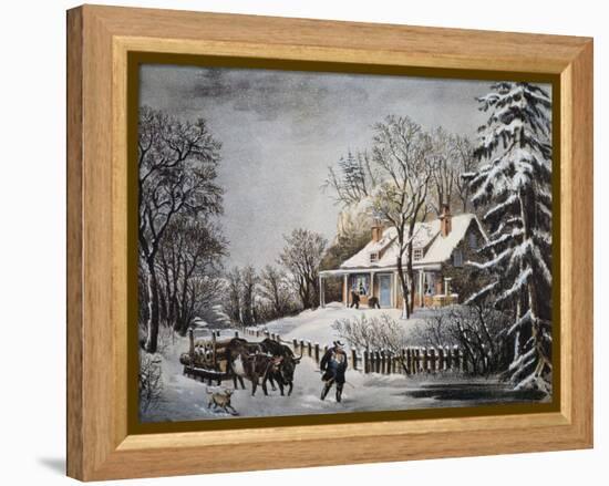 Currier & Ives: Winter Scene-Currier & Ives-Framed Premier Image Canvas