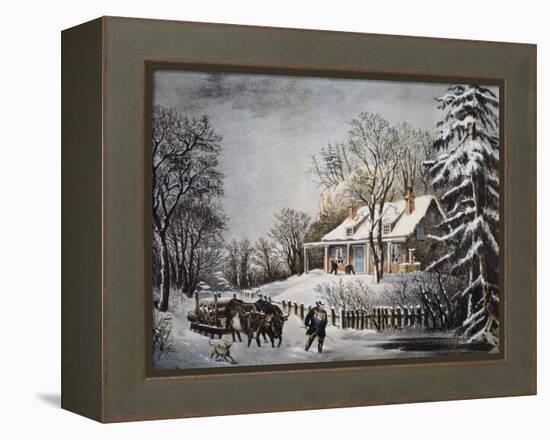 Currier & Ives: Winter Scene-Currier & Ives-Framed Premier Image Canvas