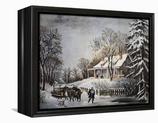 Currier & Ives: Winter Scene-Currier & Ives-Framed Premier Image Canvas