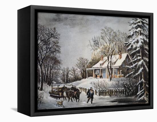 Currier & Ives: Winter Scene-Currier & Ives-Framed Premier Image Canvas