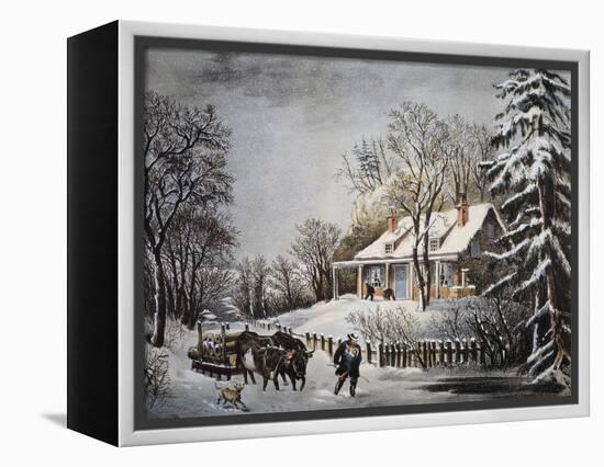 Currier & Ives: Winter Scene-Currier & Ives-Framed Premier Image Canvas