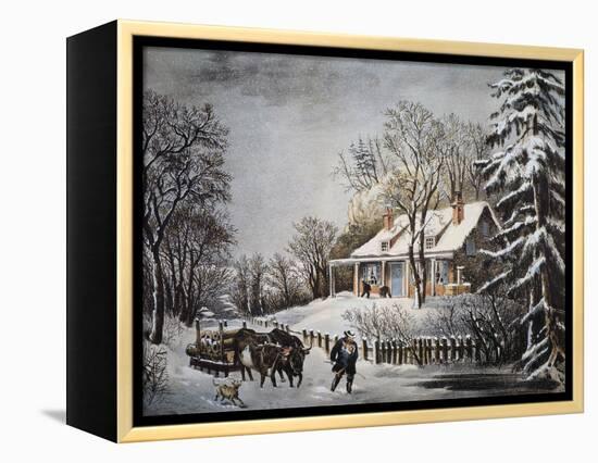 Currier & Ives: Winter Scene-Currier & Ives-Framed Premier Image Canvas