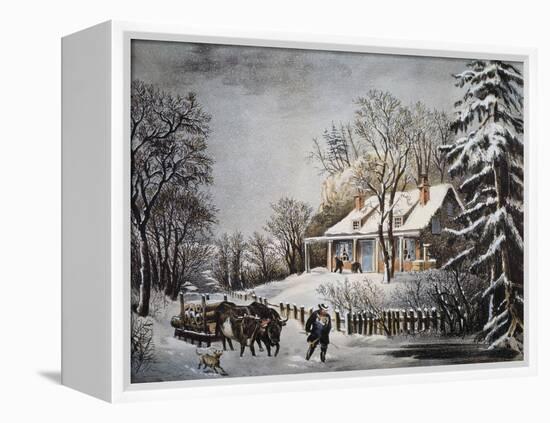 Currier & Ives: Winter Scene-Currier & Ives-Framed Premier Image Canvas