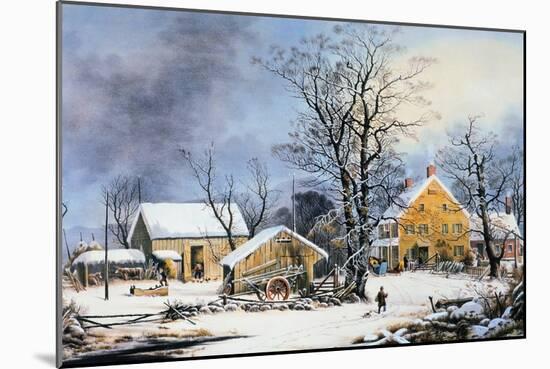 Currier & Ives Winter Scene-Currier & Ives-Mounted Giclee Print