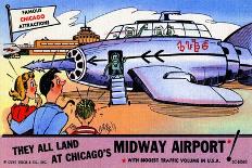 They All Landed At Chicago's Midway Airport-Curt Teich & Company-Art Print