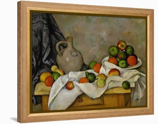 Curtain, Jug and Bowl of Fruit, 1893-1894-Paul Cézanne-Framed Premier Image Canvas