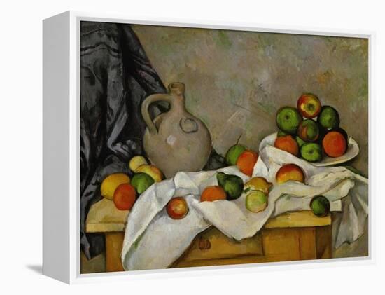Curtain, Jug and Bowl of Fruit, 1893-1894-Paul Cézanne-Framed Premier Image Canvas