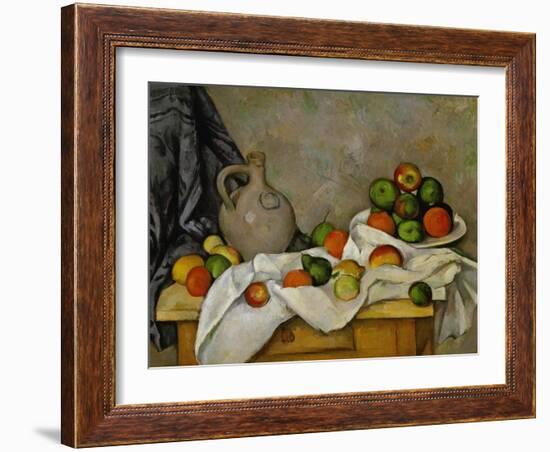 Curtain, Jug and Bowl of Fruit, 1893-1894-Paul Cézanne-Framed Giclee Print