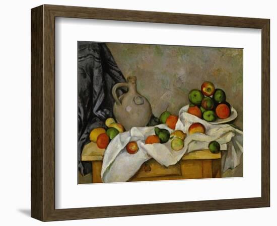 Curtain, Jug and Bowl of Fruit, 1893-1894-Paul Cézanne-Framed Giclee Print