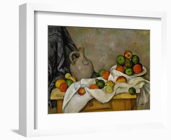 Curtain, Jug and Bowl of Fruit, 1893-1894-Paul Cézanne-Framed Giclee Print