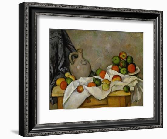 Curtain, Jug and Bowl of Fruit, 1893-1894-Paul Cézanne-Framed Giclee Print
