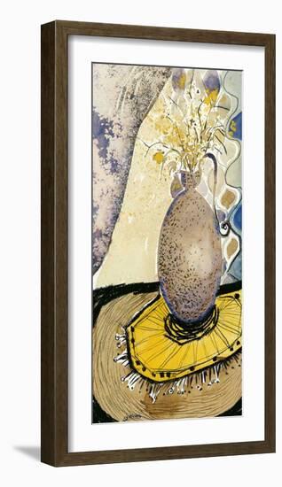 Curtains and Flowers III-Lola Soto-vicario-Framed Art Print