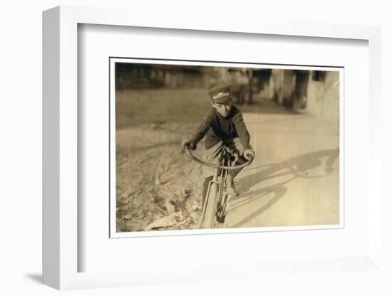 Curtin Hines Aged 14, Western Union Messenger for 6 Months, Houston, Texas, 1913-Lewis Wickes Hine-Framed Photographic Print