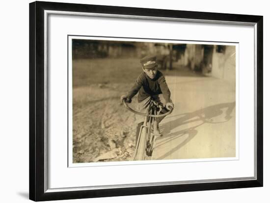 Curtin Hines Aged 14, Western Union Messenger for 6 Months, Houston, Texas, 1913-Lewis Wickes Hine-Framed Photographic Print