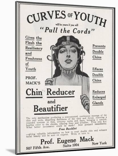 Curves of Youth, Humour Inventions Chin Reducer, Antiageing Skincare, UK, 1890-null-Mounted Giclee Print