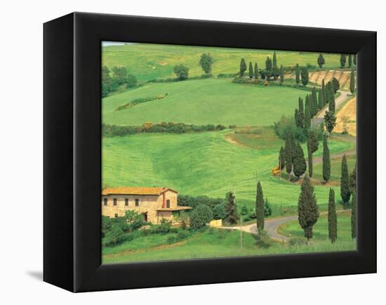 Curvy Tuscan Road, Tuscany, Italy-Walter Bibikow-Framed Premier Image Canvas