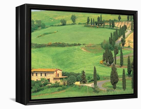 Curvy Tuscan Road, Tuscany, Italy-Walter Bibikow-Framed Premier Image Canvas