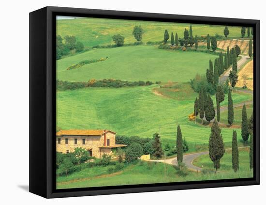 Curvy Tuscan Road, Tuscany, Italy-Walter Bibikow-Framed Premier Image Canvas