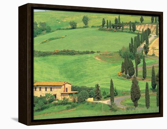 Curvy Tuscan Road, Tuscany, Italy-Walter Bibikow-Framed Premier Image Canvas