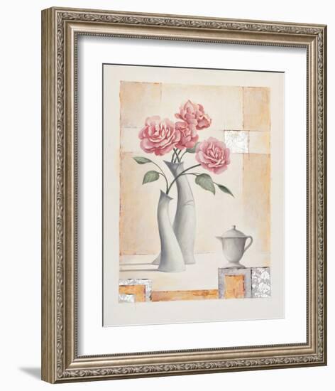 Curvy Vases of Roses-Renate Holzner-Framed Art Print