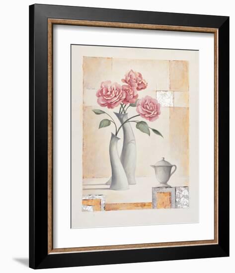 Curvy Vases of Roses-Renate Holzner-Framed Art Print