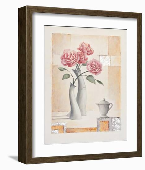 Curvy Vases of Roses-Renate Holzner-Framed Art Print