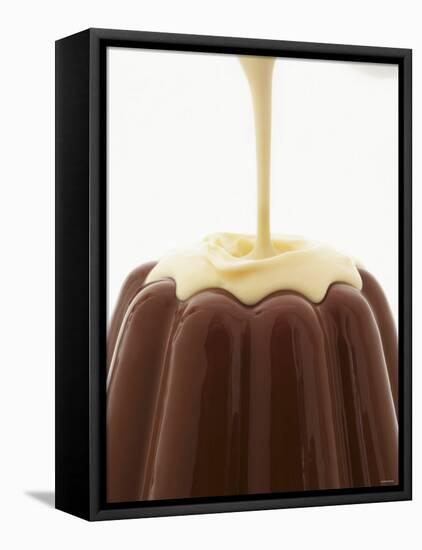 Custard Being Poured Over Chocolate Blancmange-Marc O^ Finley-Framed Premier Image Canvas