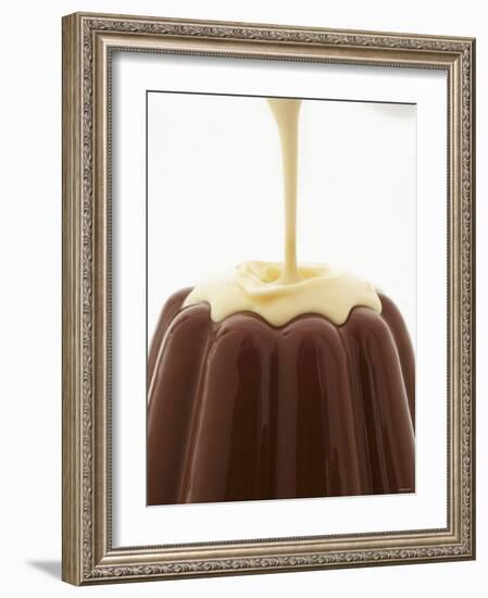 Custard Being Poured Over Chocolate Blancmange-Marc O^ Finley-Framed Photographic Print