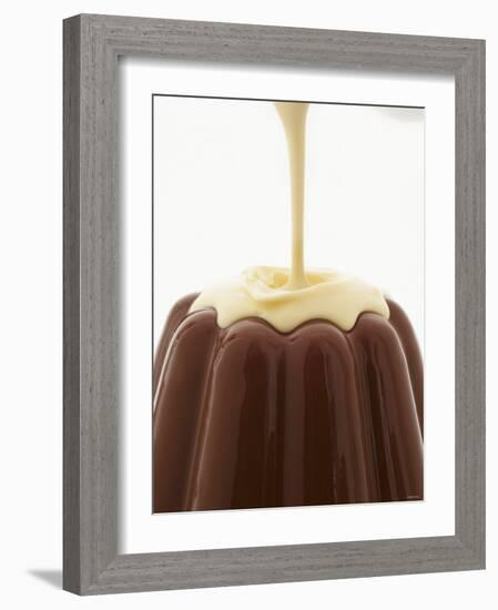 Custard Being Poured Over Chocolate Blancmange-Marc O^ Finley-Framed Photographic Print