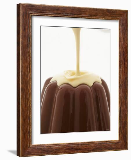 Custard Being Poured Over Chocolate Blancmange-Marc O^ Finley-Framed Photographic Print