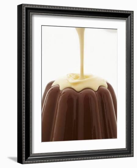Custard Being Poured Over Chocolate Blancmange-Marc O^ Finley-Framed Photographic Print
