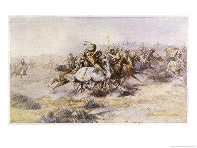 The Custer Fight Giclee Canvas Print Charles Marion Russell