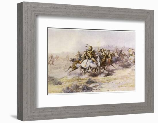 Custer and Cavalry in Action-Charles Marion Russell-Framed Photographic Print