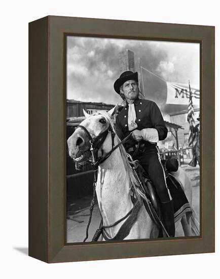 Custer l homme by l ouest by RobertSiodmak with Robert Shaw, 1967 (b/w photo)-null-Framed Stretched Canvas