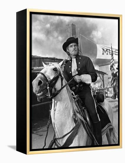 Custer l homme by l ouest by RobertSiodmak with Robert Shaw, 1967 (b/w photo)-null-Framed Stretched Canvas