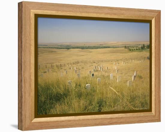 Custer's Last Stand Battlefield, Custer's Grave Site Marked by Dark Shield on Stone, Montana, USA-Geoff Renner-Framed Premier Image Canvas