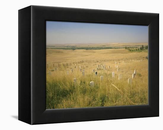 Custer's Last Stand Battlefield, Custer's Grave Site Marked by Dark Shield on Stone, Montana, USA-Geoff Renner-Framed Premier Image Canvas