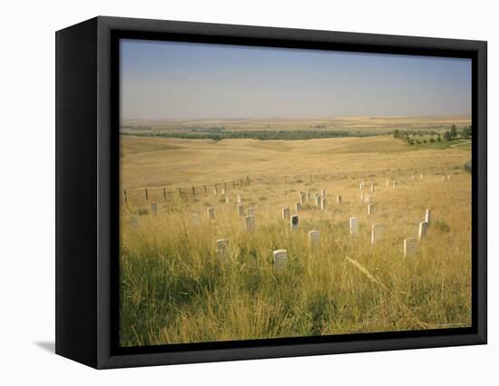 Custer's Last Stand Battlefield, Custer's Grave Site Marked by Dark Shield on Stone, Montana, USA-Geoff Renner-Framed Premier Image Canvas