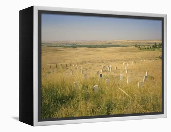 Custer's Last Stand Battlefield, Custer's Grave Site Marked by Dark Shield on Stone, Montana, USA-Geoff Renner-Framed Premier Image Canvas