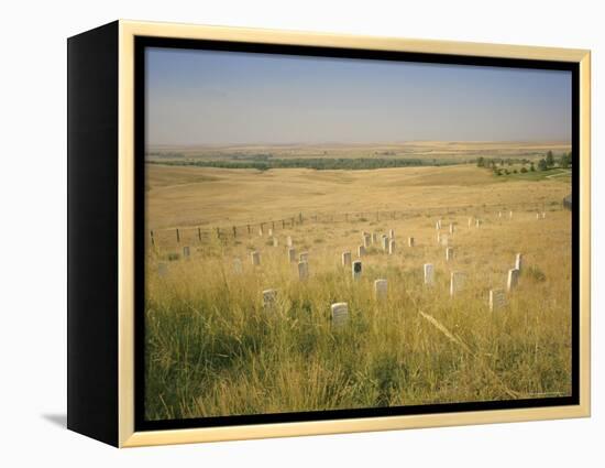 Custer's Last Stand Battlefield, Custer's Grave Site Marked by Dark Shield on Stone, Montana, USA-Geoff Renner-Framed Premier Image Canvas