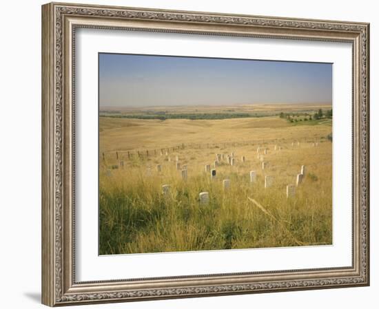 Custer's Last Stand Battlefield, Custer's Grave Site Marked by Dark Shield on Stone, Montana, USA-Geoff Renner-Framed Photographic Print