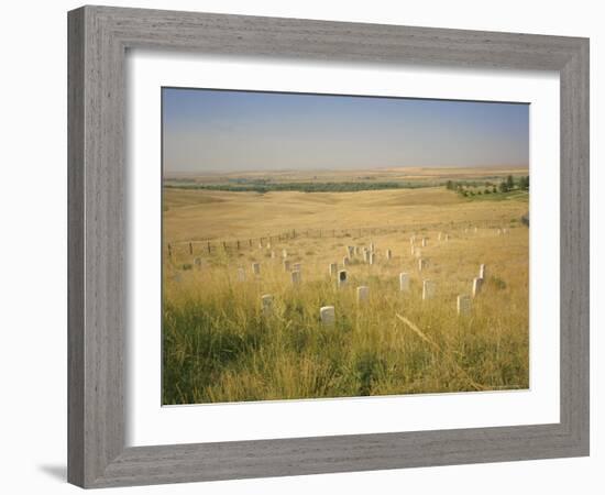 Custer's Last Stand Battlefield, Custer's Grave Site Marked by Dark Shield on Stone, Montana, USA-Geoff Renner-Framed Photographic Print