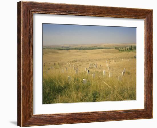 Custer's Last Stand Battlefield, Custer's Grave Site Marked by Dark Shield on Stone, Montana, USA-Geoff Renner-Framed Photographic Print