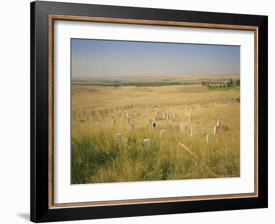 Custer's Last Stand Battlefield, Custer's Grave Site Marked by Dark Shield on Stone, Montana, USA-Geoff Renner-Framed Photographic Print