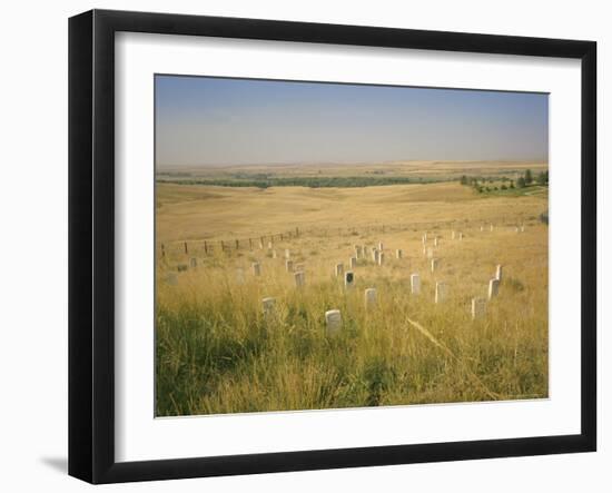 Custer's Last Stand Battlefield, Custer's Grave Site Marked by Dark Shield on Stone, Montana, USA-Geoff Renner-Framed Photographic Print