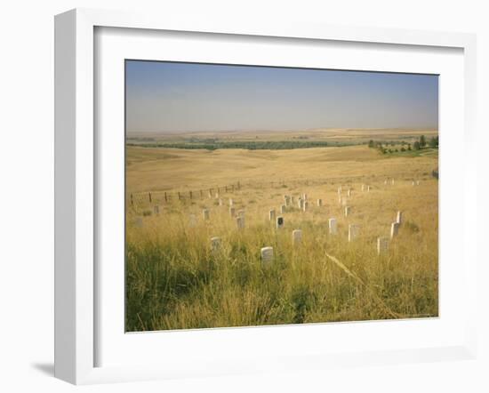 Custer's Last Stand Battlefield, Custer's Grave Site Marked by Dark Shield on Stone, Montana, USA-Geoff Renner-Framed Photographic Print